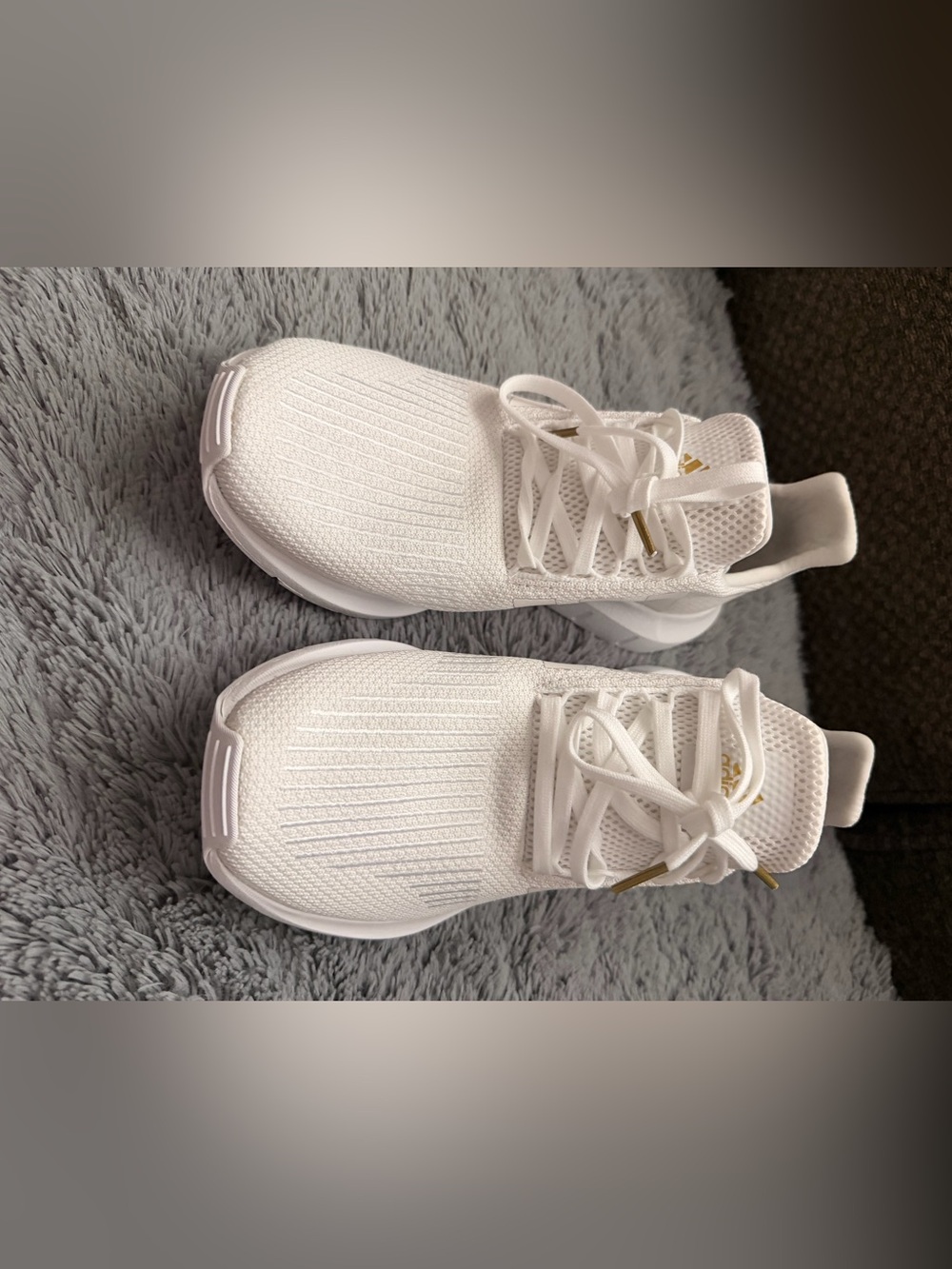 Adidas White Knit Lace-Up Sneakers